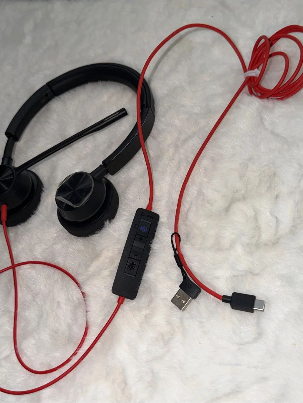 Black and Red Wired Headset with Inline Controls